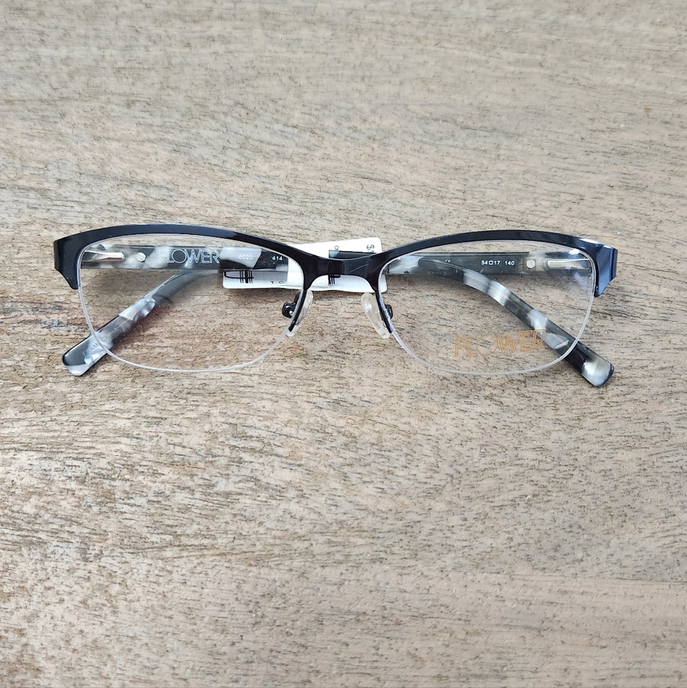 Elegant Dark Blue and Silver Glasses Frame